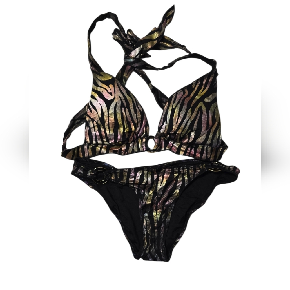 Zebra Print Bikini with Metallic Accents